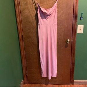 Anthropologie Rose Pink Midi Cowl-Neck Slip Dress With Side Slits NWT - M